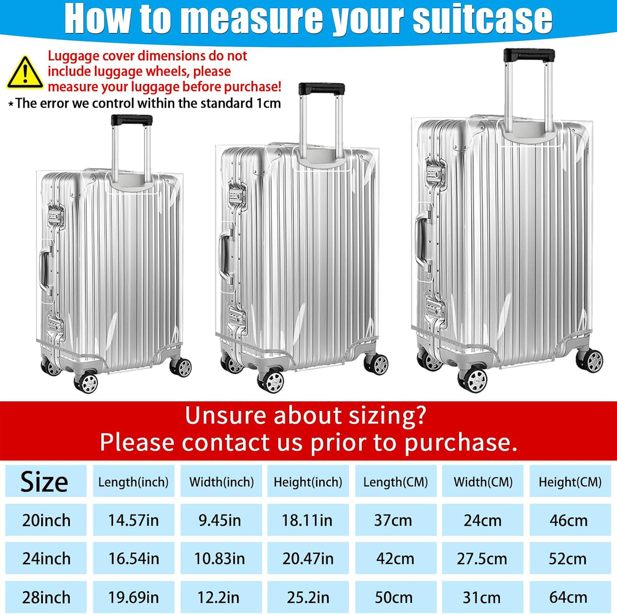 Clear PVC Suitcase Cover Protectors 30 Inch Luggage Cover Protectors for Wheeled Suitcase 30''