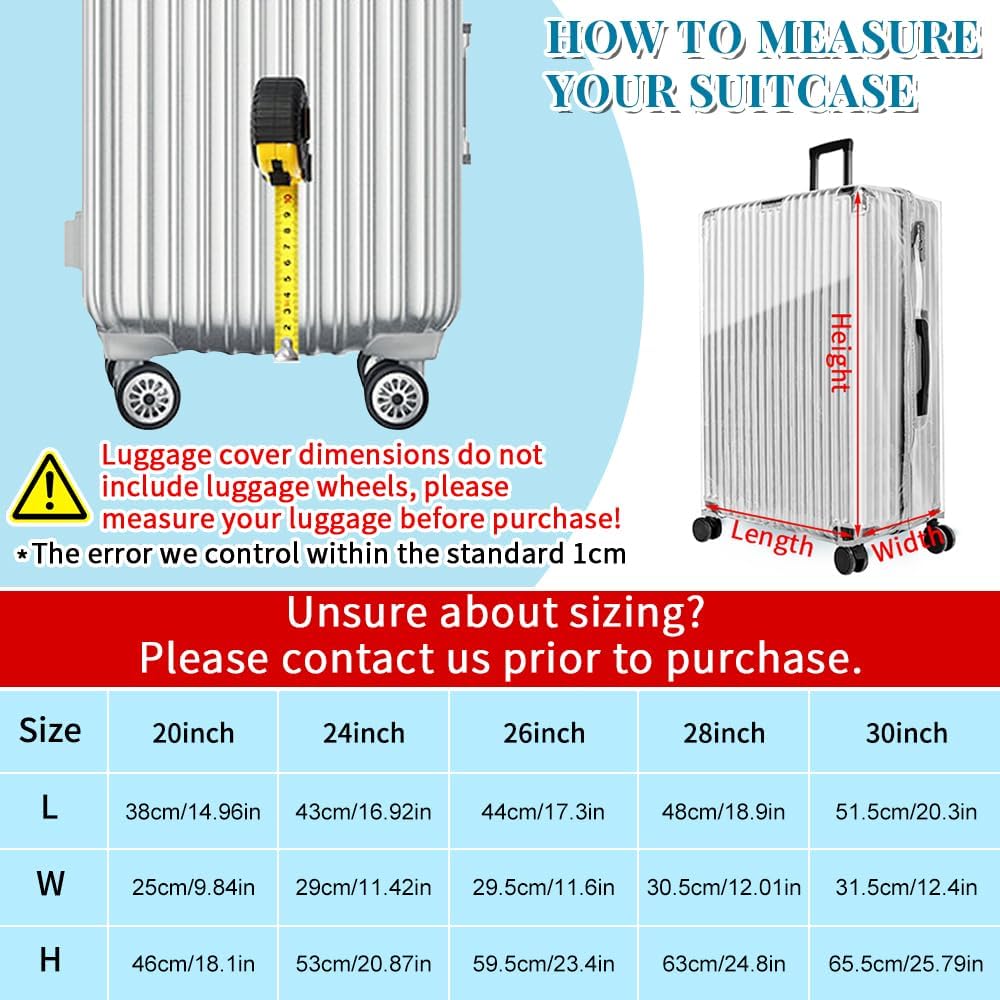 Clear PVC Suitcase Cover Protectors 30 Inch Luggage Cover Protectors for Wheeled Suitcase 30''