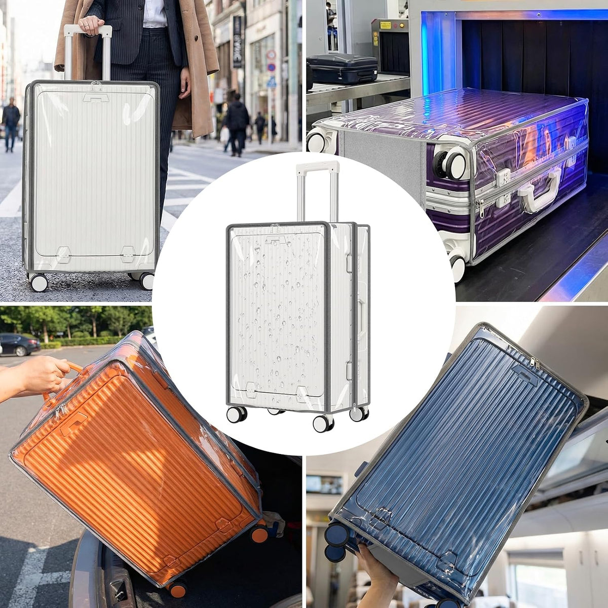 Clear PVC Suitcase Cover Protectors 30 Inch Luggage Cover Protectors for Wheeled Suitcase 30''