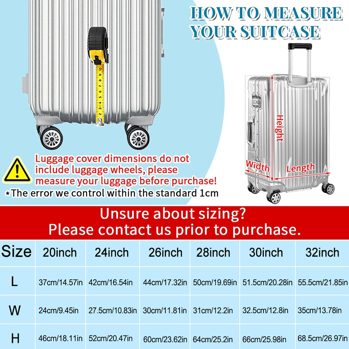 Clear PVC Suitcase Cover Protectors 30 Inch Luggage Cover Protectors for Wheeled Suitcase 30''