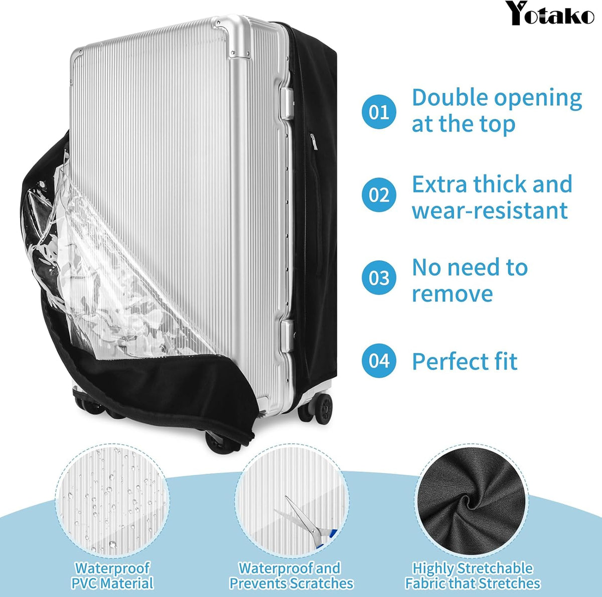 Clear PVC Suitcase Cover Protectors 30 Inch Luggage Cover Protectors for Wheeled Suitcase 30''