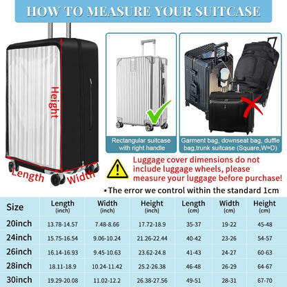 Clear PVC Suitcase Cover Protectors 30 Inch Luggage Cover Protectors for Wheeled Suitcase 30''