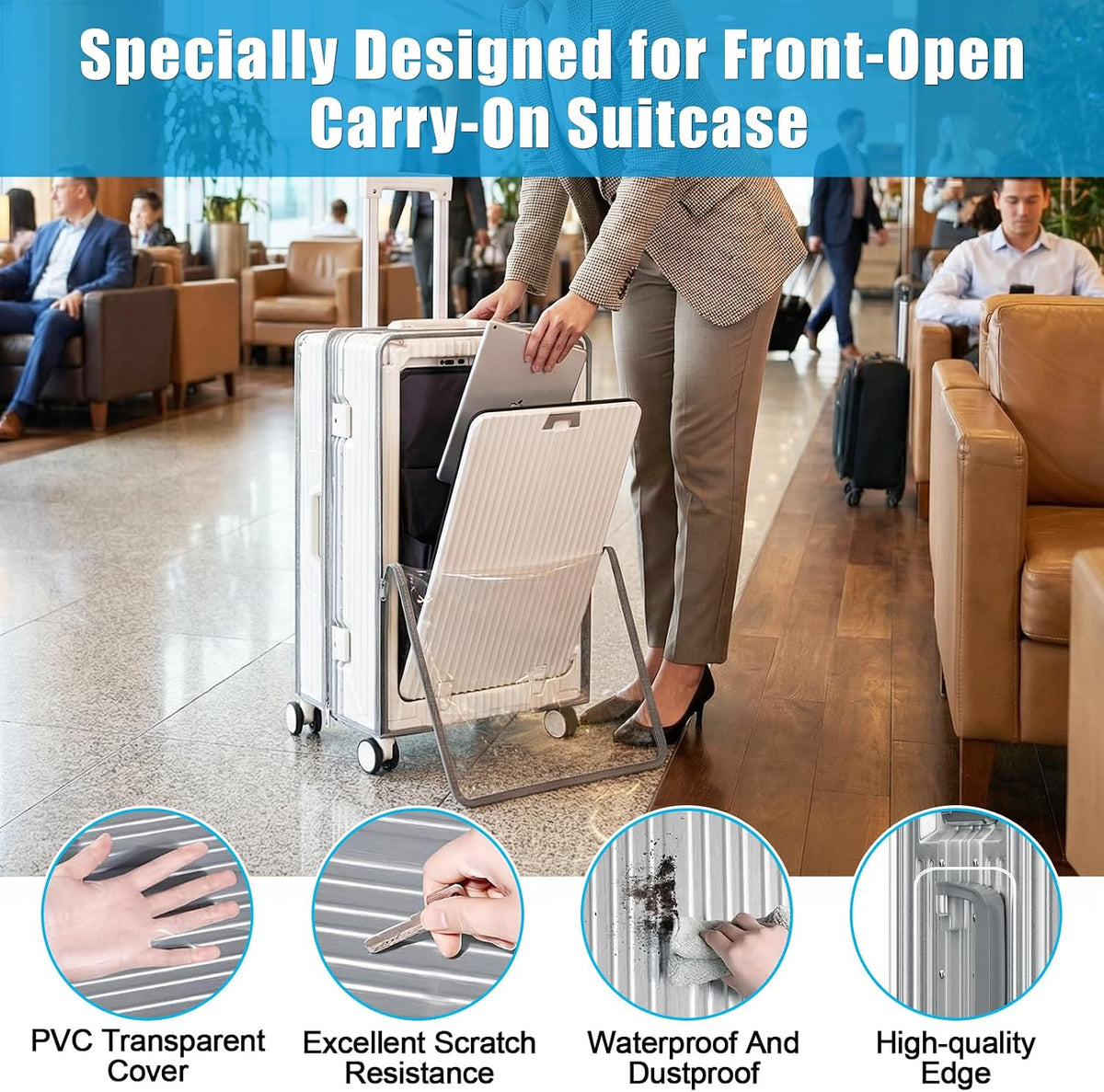 Clear PVC Suitcase Cover Protectors 30 Inch Luggage Cover Protectors for Wheeled Suitcase 30''