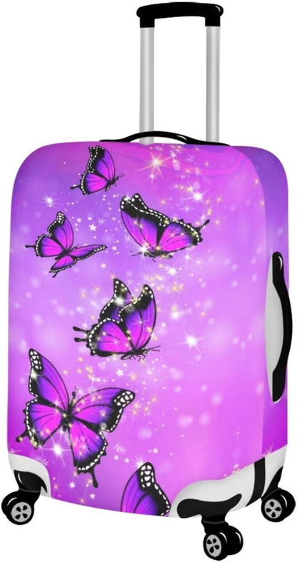 Purple Butterflies Luggage Cover for Women Girls,Cute Travel Suitcase Protector Washable Anti-scratch Suitcase Covers,Fit 30-32inch - Colors B