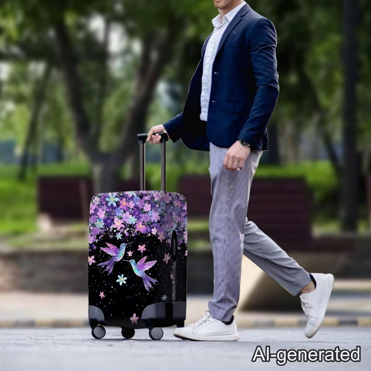 Purple Butterflies Luggage Cover for Women Girls,Cute Travel Suitcase Protector Washable Anti-scratch Suitcase Covers,Fit 30-32inch - Colors B