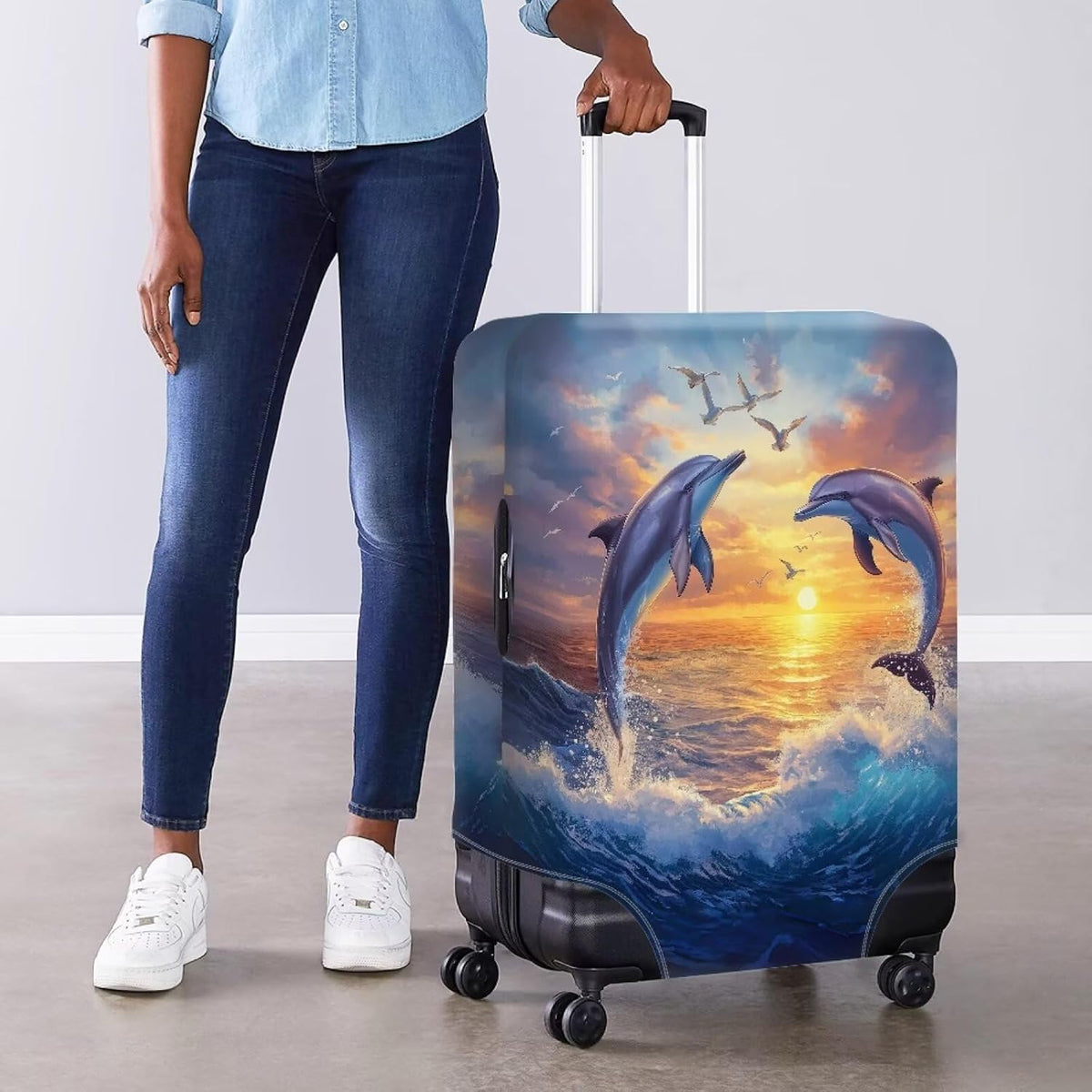 Purple Butterflies Luggage Cover for Women Girls,Cute Travel Suitcase Protector Washable Anti-scratch Suitcase Covers,Fit 30-32inch - Colors B