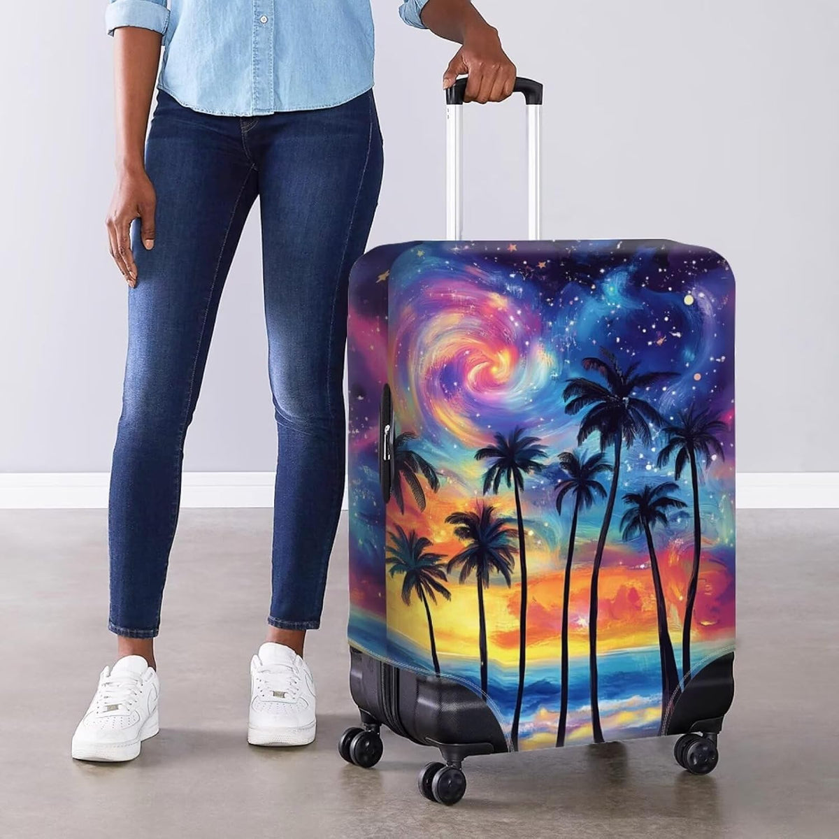 Purple Butterflies Luggage Cover for Women Girls,Cute Travel Suitcase Protector Washable Anti-scratch Suitcase Covers,Fit 30-32inch - Colors B