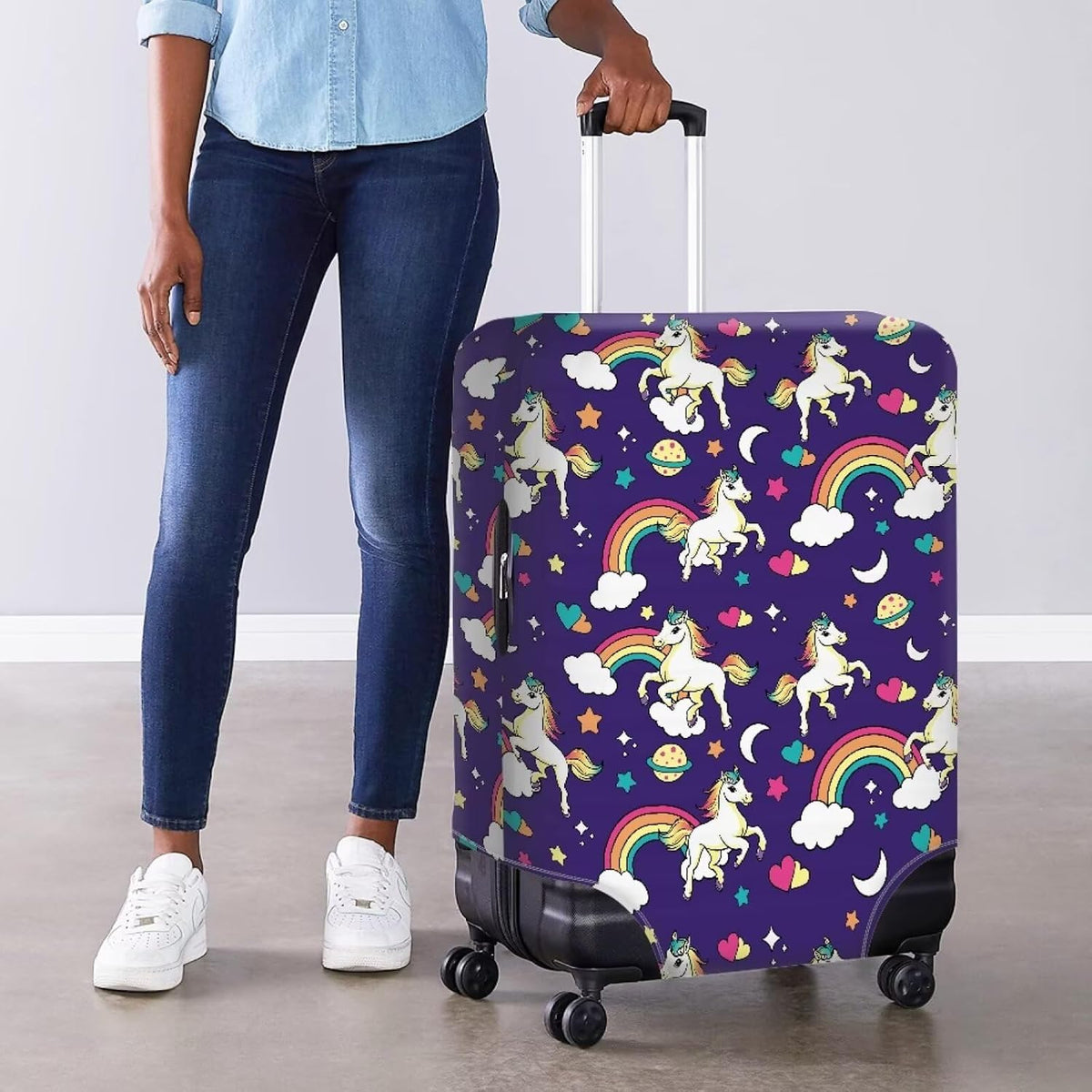 Purple Butterflies Luggage Cover for Women Girls,Cute Travel Suitcase Protector Washable Anti-scratch Suitcase Covers,Fit 30-32inch - Colors B