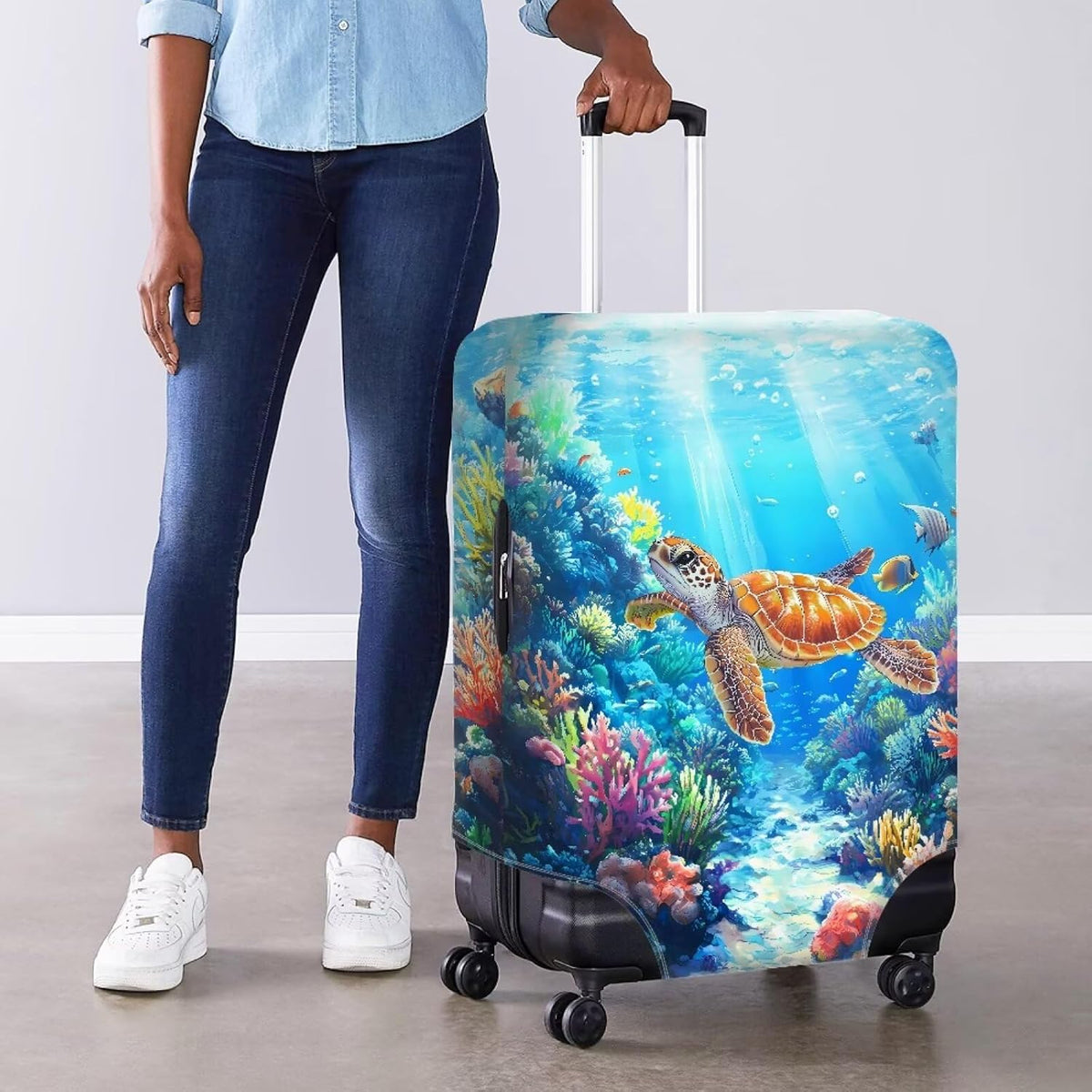 Purple Butterflies Luggage Cover for Women Girls,Cute Travel Suitcase Protector Washable Anti-scratch Suitcase Covers,Fit 30-32inch - Colors B