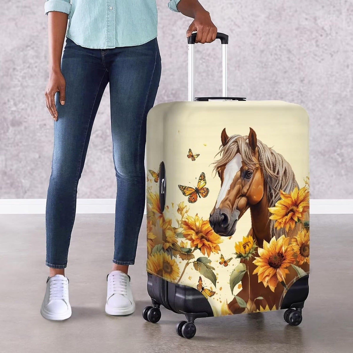 Purple Butterflies Luggage Cover for Women Girls,Cute Travel Suitcase Protector Washable Anti-scratch Suitcase Covers,Fit 30-32inch - Colors B