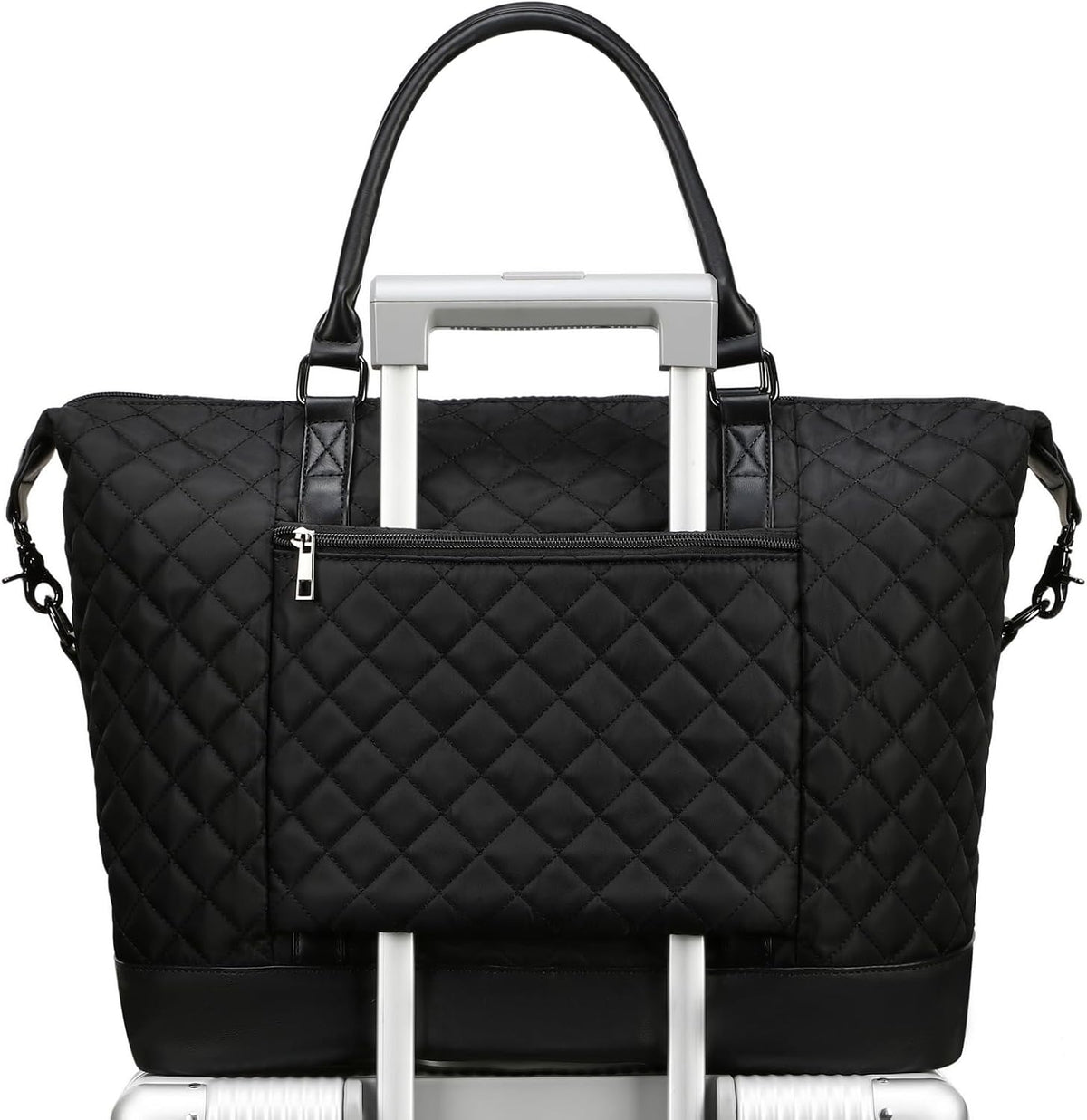 Travel Tote Bags with Zipper Ladies Canvas Bag Weekender Overnight Bag for Women Carry on Duffel Bag Trolley Sleeve
