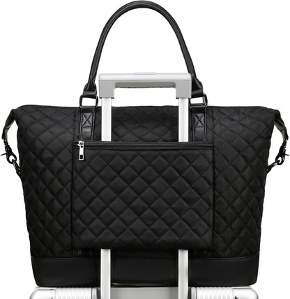 Travel Tote Bags with Zipper Ladies Canvas Bag Weekender Overnight Bag for Women Carry on Duffel Bag Trolley Sleeve