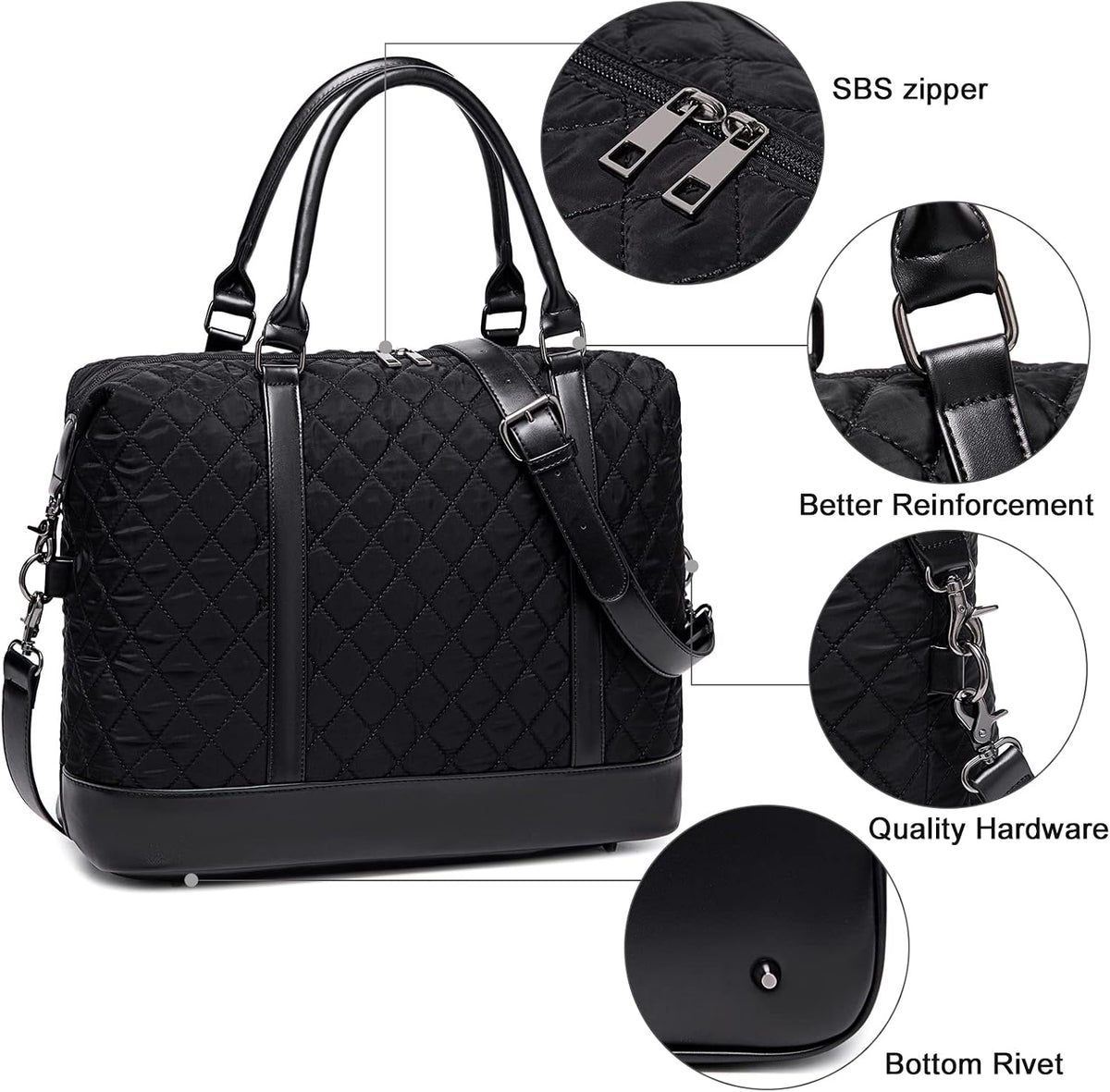 Travel Tote Bags with Zipper Ladies Canvas Bag Weekender Overnight Bag for Women Carry on Duffel Bag Trolley Sleeve