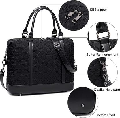 Travel Tote Bags with Zipper Ladies Canvas Bag Weekender Overnight Bag for Women Carry on Duffel Bag Trolley Sleeve