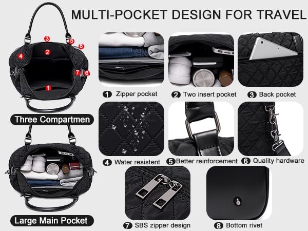Travel Tote Bags with Zipper Ladies Canvas Bag Weekender Overnight Bag for Women Carry on Duffel Bag Trolley Sleeve