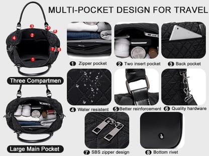 Travel Tote Bags with Zipper Ladies Canvas Bag Weekender Overnight Bag for Women Carry on Duffel Bag Trolley Sleeve