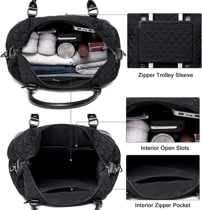 Travel Tote Bags with Zipper Ladies Canvas Bag Weekender Overnight Bag for Women Carry on Duffel Bag Trolley Sleeve