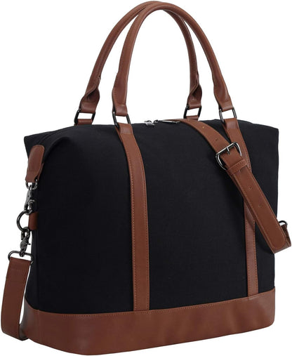 Travel Tote Bags with Zipper Ladies Canvas Bag Weekender Overnight Bag for Women Carry on Duffel Bag Trolley Sleeve