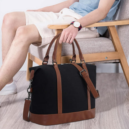 Travel Tote Bags with Zipper Ladies Canvas Bag Weekender Overnight Bag for Women Carry on Duffel Bag Trolley Sleeve