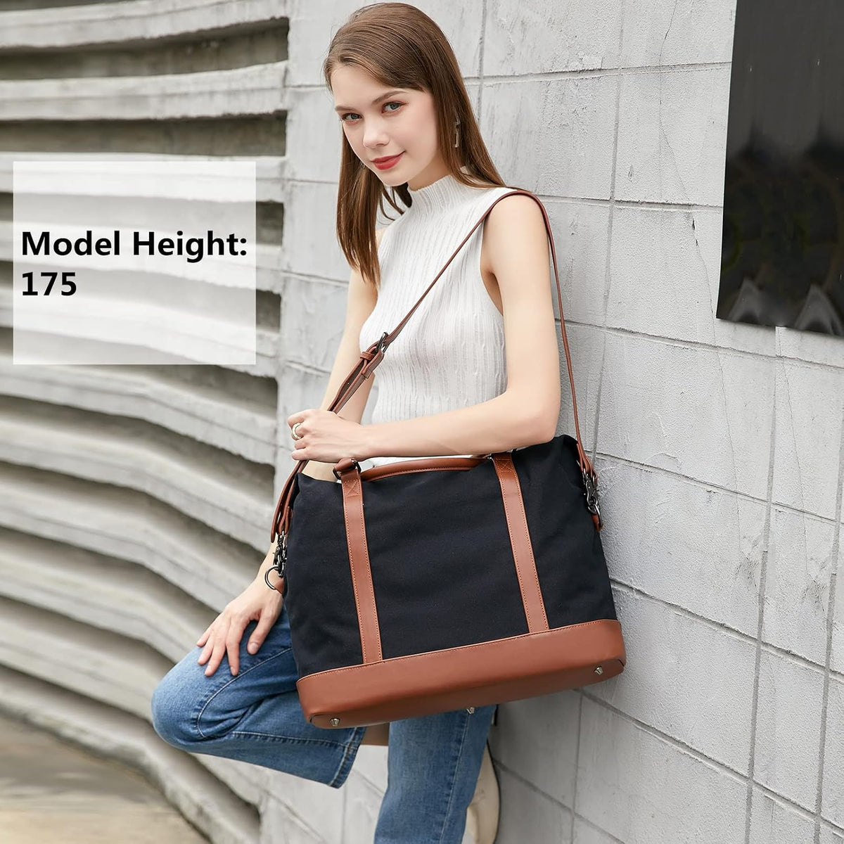 Travel Tote Bags with Zipper Ladies Canvas Bag Weekender Overnight Bag for Women Carry on Duffel Bag Trolley Sleeve