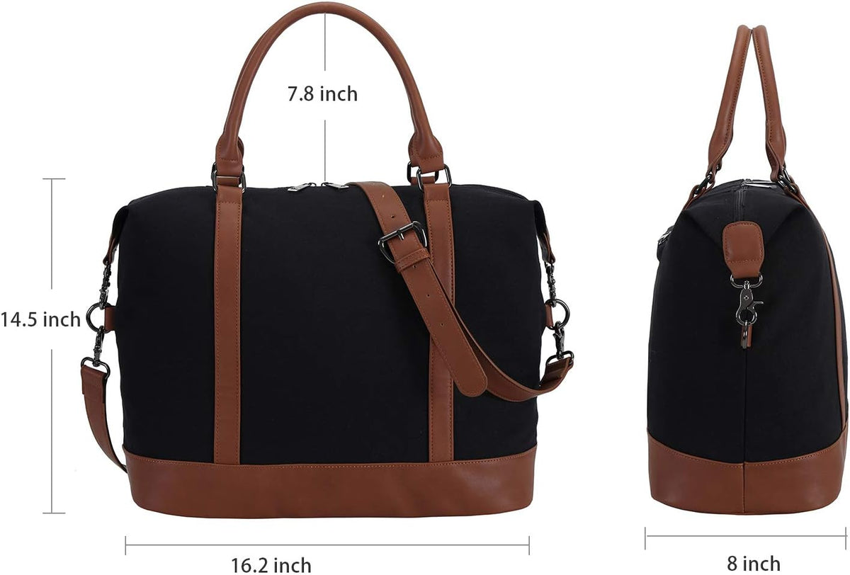 Travel Tote Bags with Zipper Ladies Canvas Bag Weekender Overnight Bag for Women Carry on Duffel Bag Trolley Sleeve