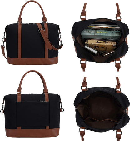 Travel Tote Bags with Zipper Ladies Canvas Bag Weekender Overnight Bag for Women Carry on Duffel Bag Trolley Sleeve