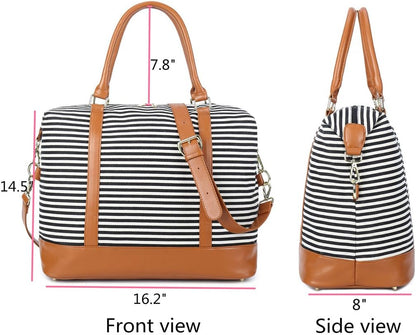 Travel Tote Bags with Zipper Ladies Canvas Bag Weekender Overnight Bag for Women Carry on Duffel Bag Trolley Sleeve