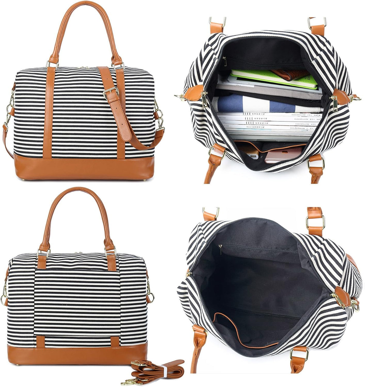 Travel Tote Bags with Zipper Ladies Canvas Bag Weekender Overnight Bag for Women Carry on Duffel Bag Trolley Sleeve