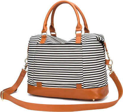 Travel Tote Bags with Zipper Ladies Canvas Bag Weekender Overnight Bag for Women Carry on Duffel Bag Trolley Sleeve