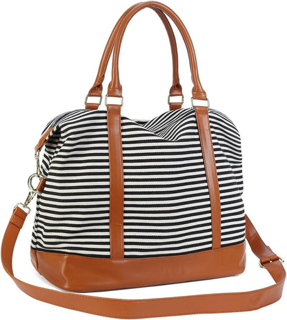 Travel Tote Bags with Zipper Ladies Canvas Bag Weekender Overnight Bag for Women Carry on Duffel Bag Trolley Sleeve