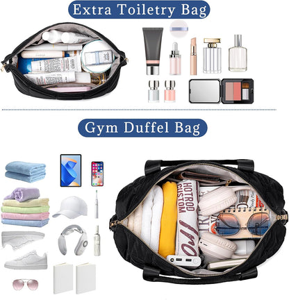 Travel Tote Bags with Zipper Ladies Canvas Bag Weekender Overnight Bag for Women Carry on Duffel Bag Trolley Sleeve