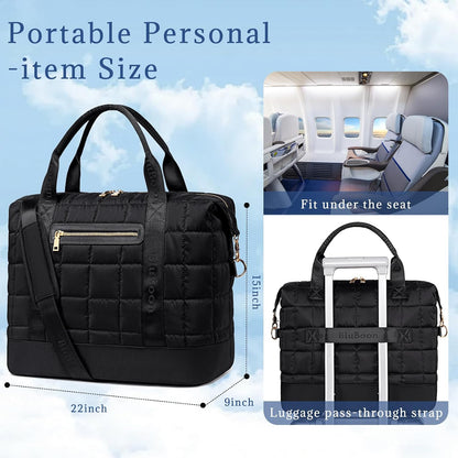 Travel Tote Bags with Zipper Ladies Canvas Bag Weekender Overnight Bag for Women Carry on Duffel Bag Trolley Sleeve