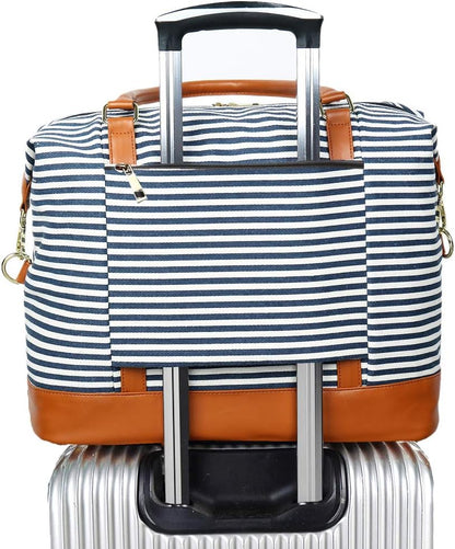 Travel Tote Bags with Zipper Ladies Canvas Bag Weekender Overnight Bag for Women Carry on Duffel Bag Trolley Sleeve