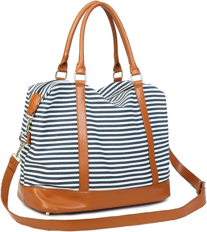Travel Tote Bags with Zipper Ladies Canvas Bag Weekender Overnight Bag for Women Carry on Duffel Bag Trolley Sleeve