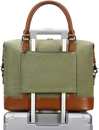 Travel Tote Bags with Zipper Ladies Canvas Bag Weekender Overnight Bag for Women Carry on Duffel Bag Trolley Sleeve