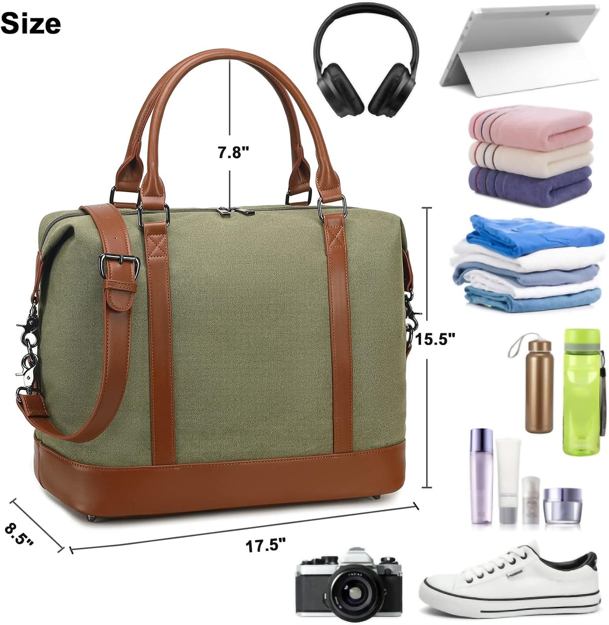 Travel Tote Bags with Zipper Ladies Canvas Bag Weekender Overnight Bag for Women Carry on Duffel Bag Trolley Sleeve