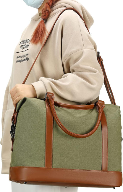 Travel Tote Bags with Zipper Ladies Canvas Bag Weekender Overnight Bag for Women Carry on Duffel Bag Trolley Sleeve