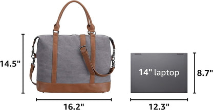 Travel Tote Bags with Zipper Ladies Canvas Bag Weekender Overnight Bag for Women Carry on Duffel Bag Trolley Sleeve