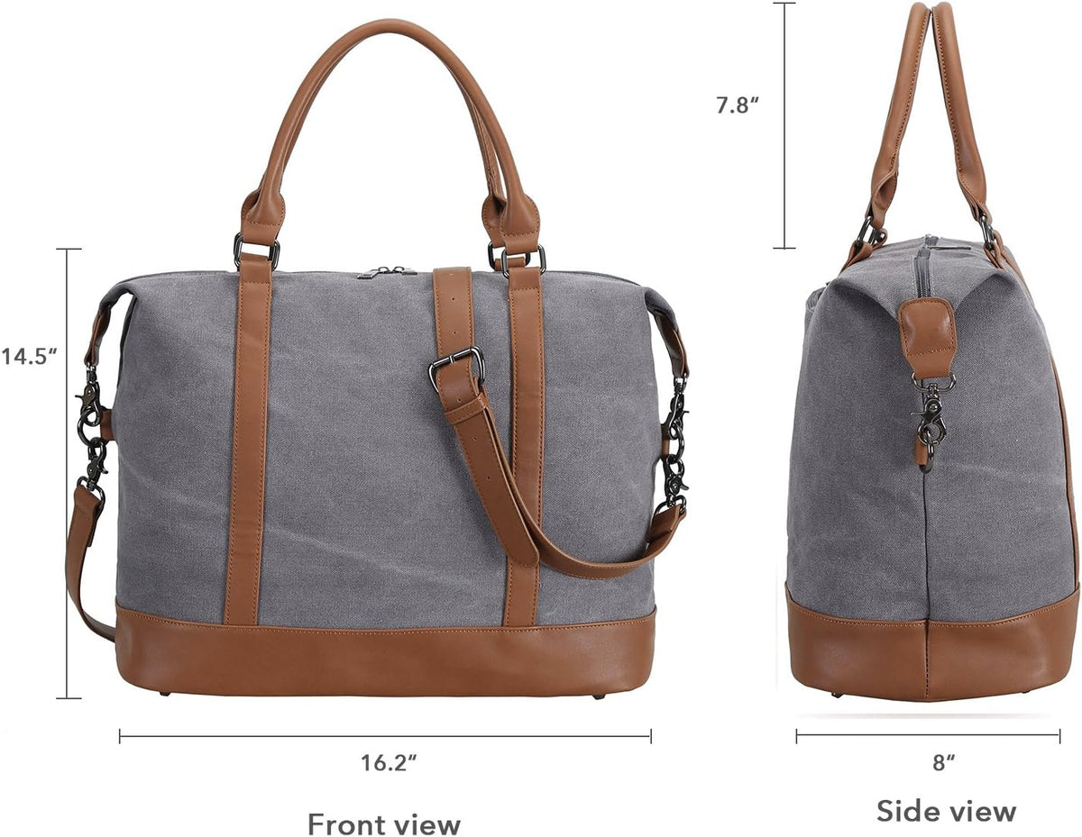 Travel Tote Bags with Zipper Ladies Canvas Bag Weekender Overnight Bag for Women Carry on Duffel Bag Trolley Sleeve