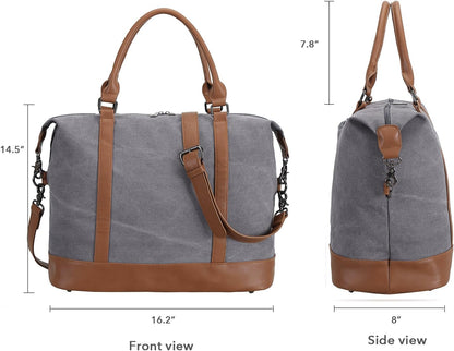 Travel Tote Bags with Zipper Ladies Canvas Bag Weekender Overnight Bag for Women Carry on Duffel Bag Trolley Sleeve