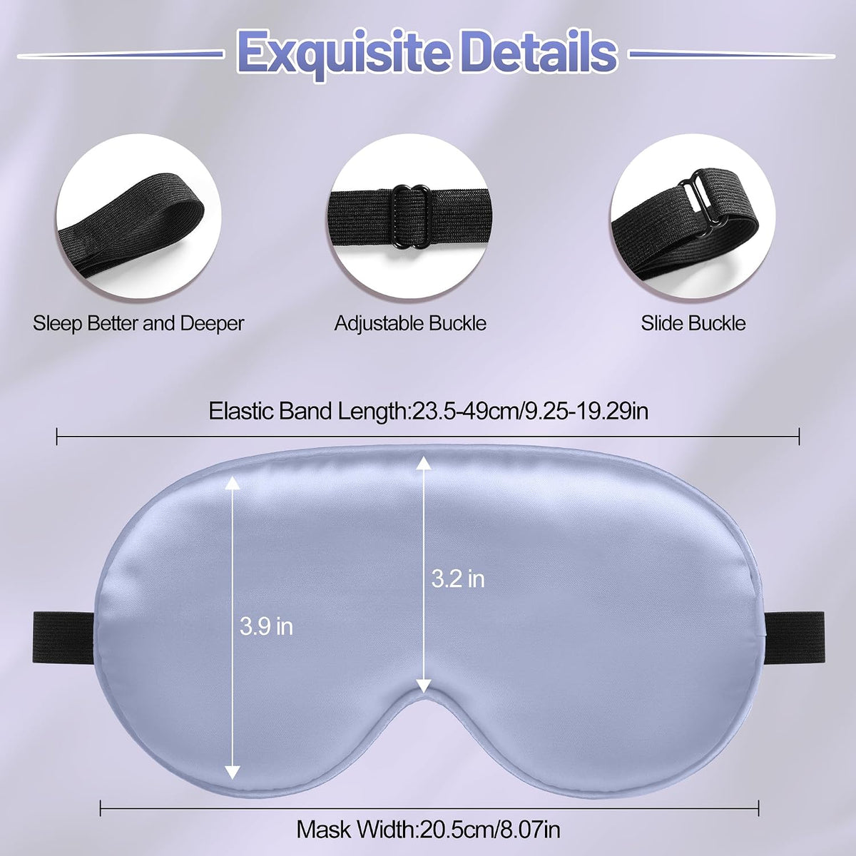 Silk Sleep Mask, Blackout Eye Mask for Sleeping with Adjustable Strap
