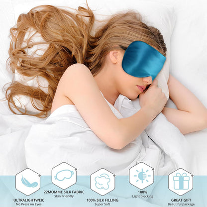 Silk Sleep Mask, Blackout Eye Mask for Sleeping with Adjustable Strap