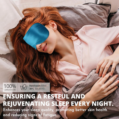 Silk Sleep Mask, Blackout Eye Mask for Sleeping with Adjustable Strap