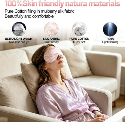 Silk Sleep Mask, Blackout Eye Mask for Sleeping with Adjustable Strap