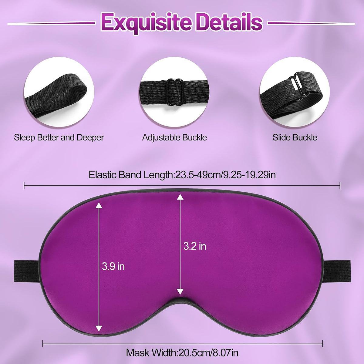 Silk Sleep Mask, Blackout Eye Mask for Sleeping with Adjustable Strap