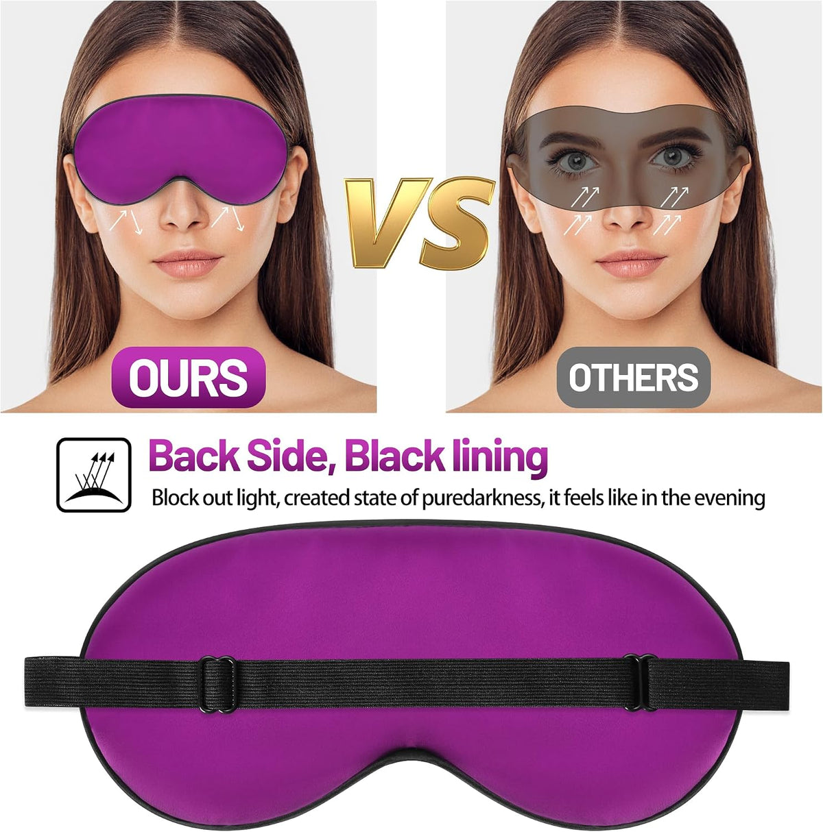 Silk Sleep Mask, Blackout Eye Mask for Sleeping with Adjustable Strap