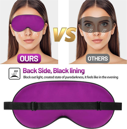 Silk Sleep Mask, Blackout Eye Mask for Sleeping with Adjustable Strap