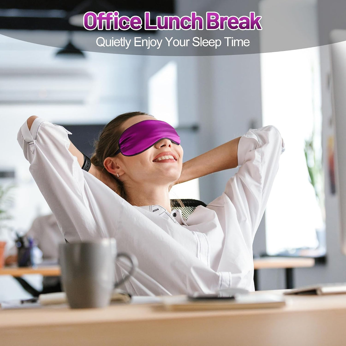 Silk Sleep Mask, Blackout Eye Mask for Sleeping with Adjustable Strap