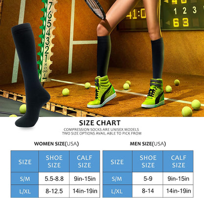 Compression Socks for Women Men Circulation Knee High 8 Pairs for Nurses, Running, Travel, Athletic