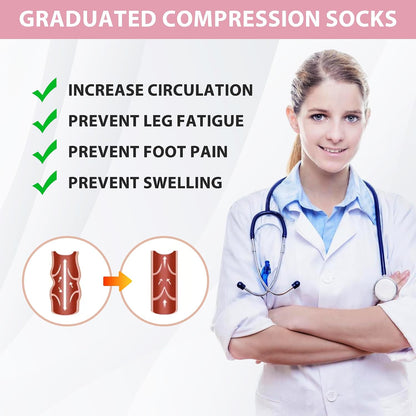 Compression Socks for Women Men Circulation Knee High 8 Pairs for Nurses, Running, Travel, Athletic